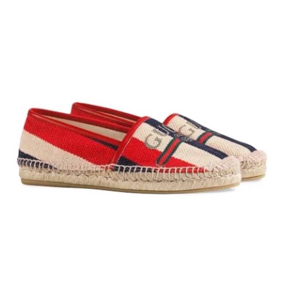“SOLD” GUCCI logo Sylvie canvas espadrille
